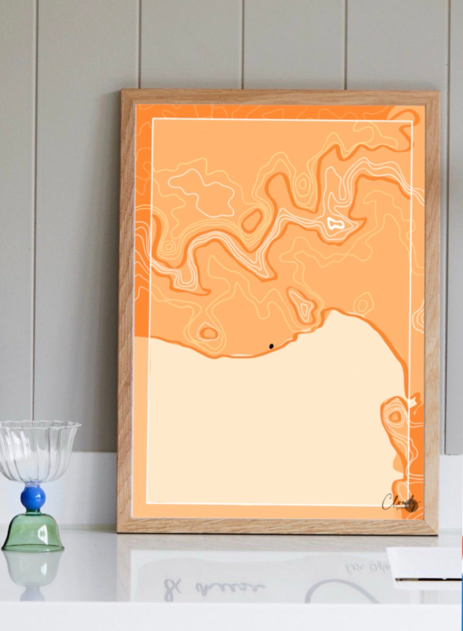 A Custom Topography Print I Hand Drawn Art by NZ Artist | Cloudy Prints