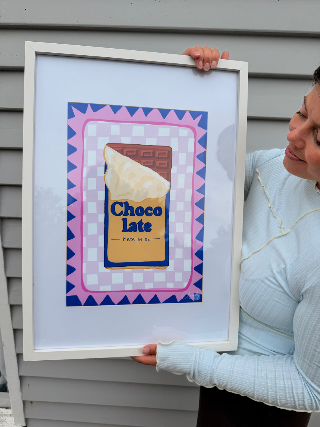 Food illustration print of chocolate in a vibrant, modern style by Cloudy Prints